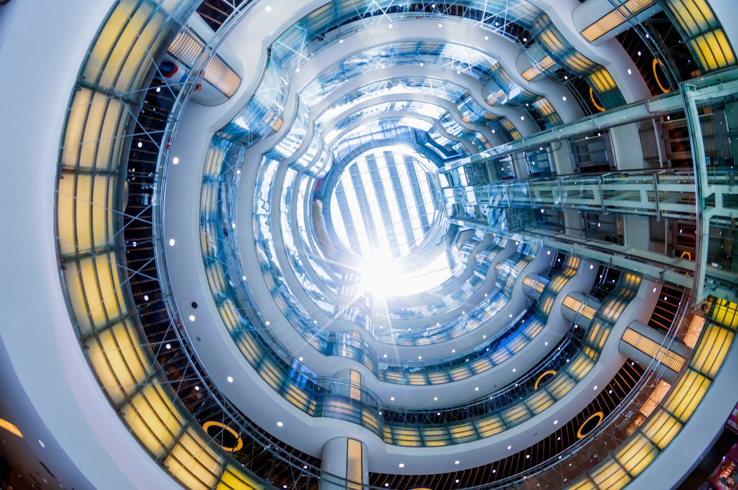 The inside of a particle accelerator.